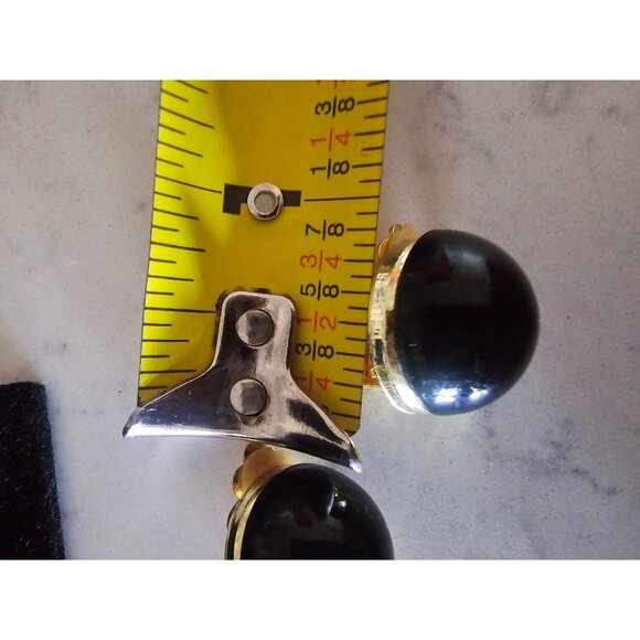 Vintage clip-on round studs with dingle attachment black - Picture 6 of 7